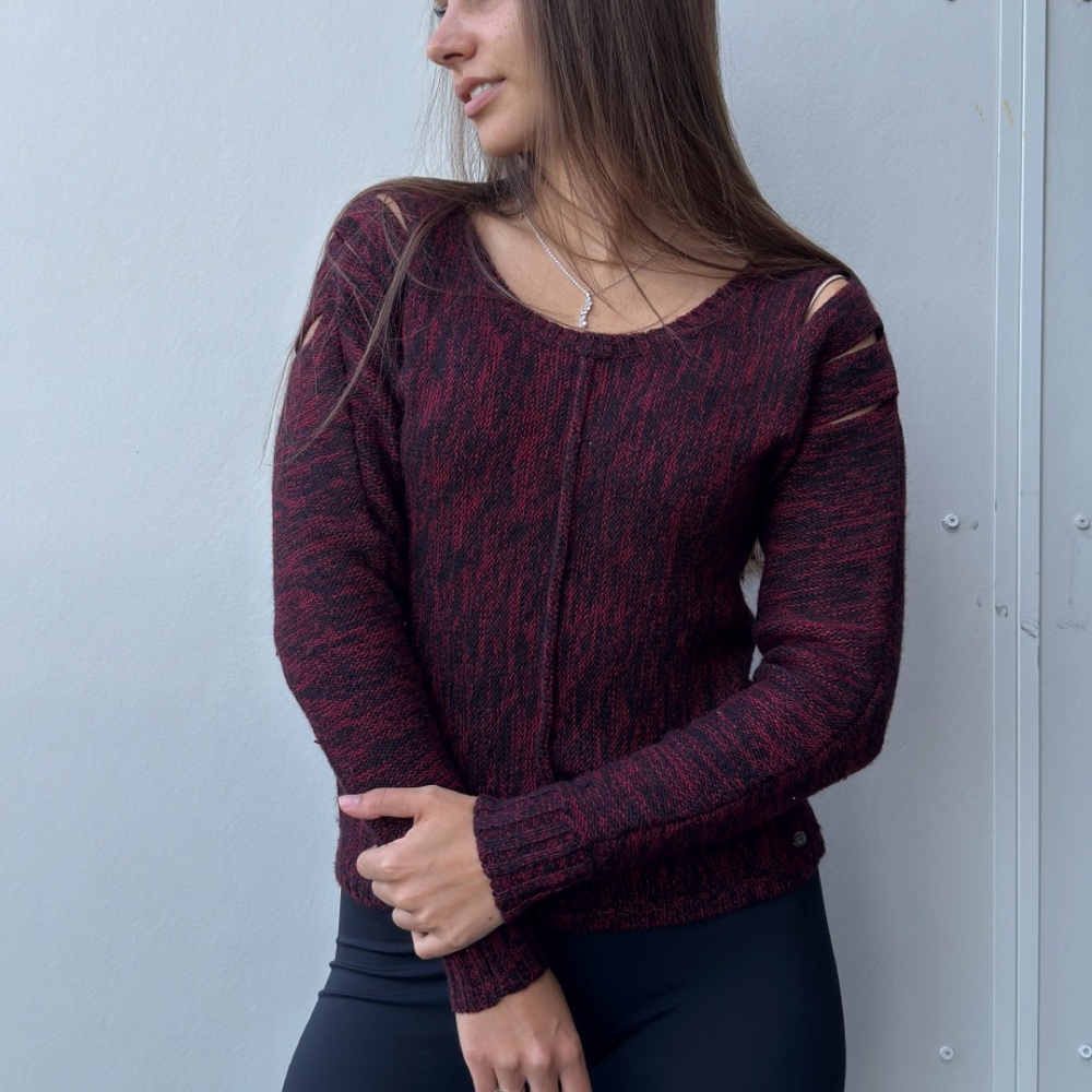 Guess Wool Blend Sweater – Red & Black Knit – Size S